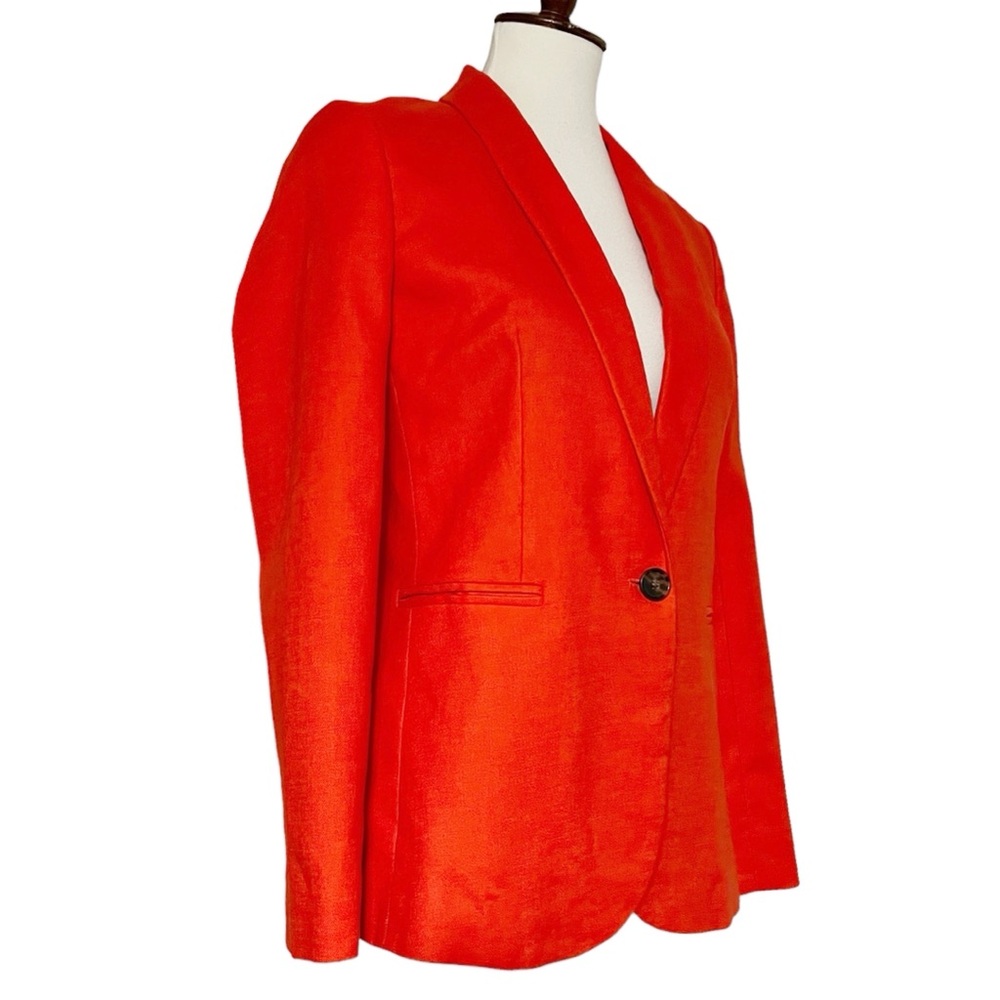 J.Crew Parke Blazer Stretch Linen Fitted Suit‎ Jacket Orange Brilliant Sunset - Picture 5 of 12